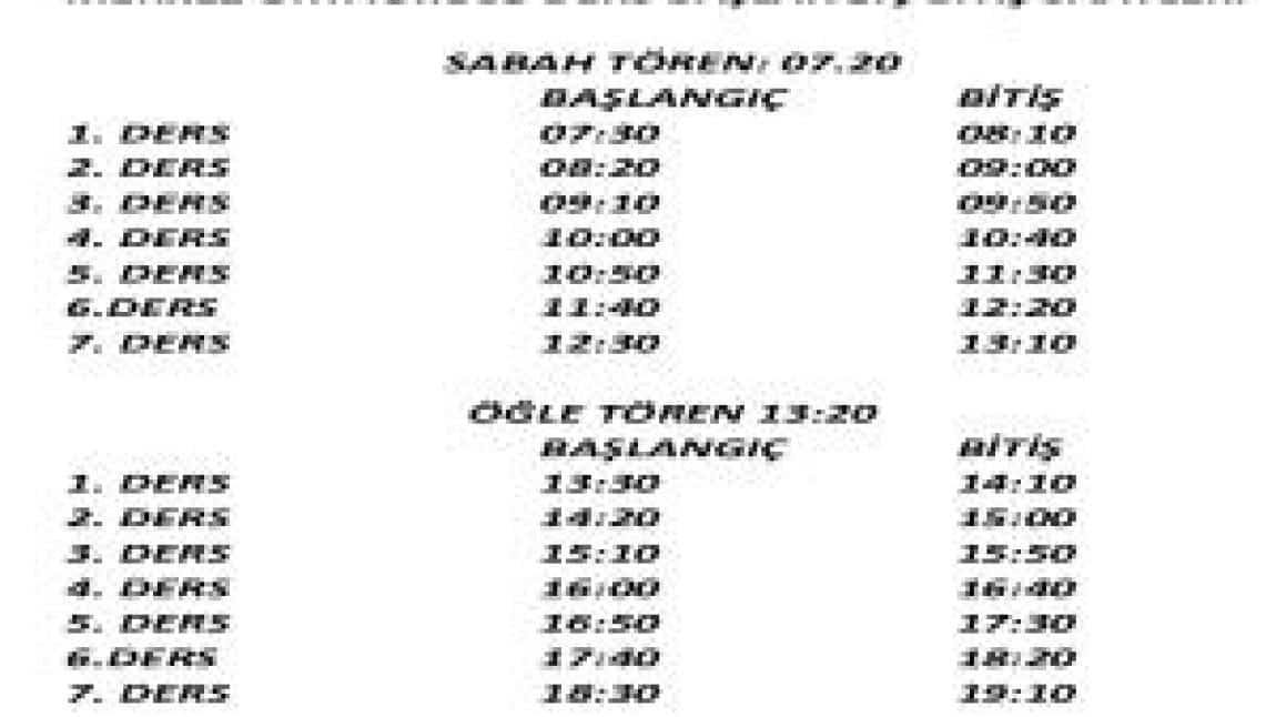 2024-2025 EĞİTİM ÖĞRETİM YILI ESENYURT MERKEZ ORTAOKULU DERS BAŞLANGIÇ VE BİTİŞ SAATLERİ